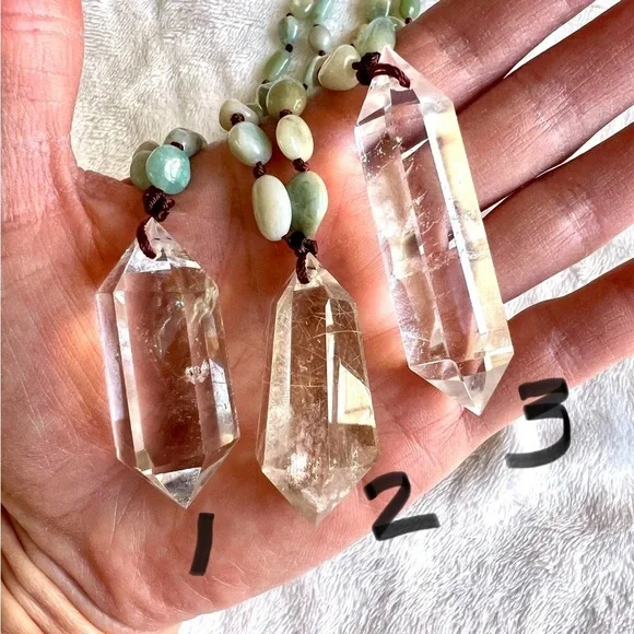 DT Power Quartz + Aquamarine Mala Pendant Necklace - Picture 3 of 8